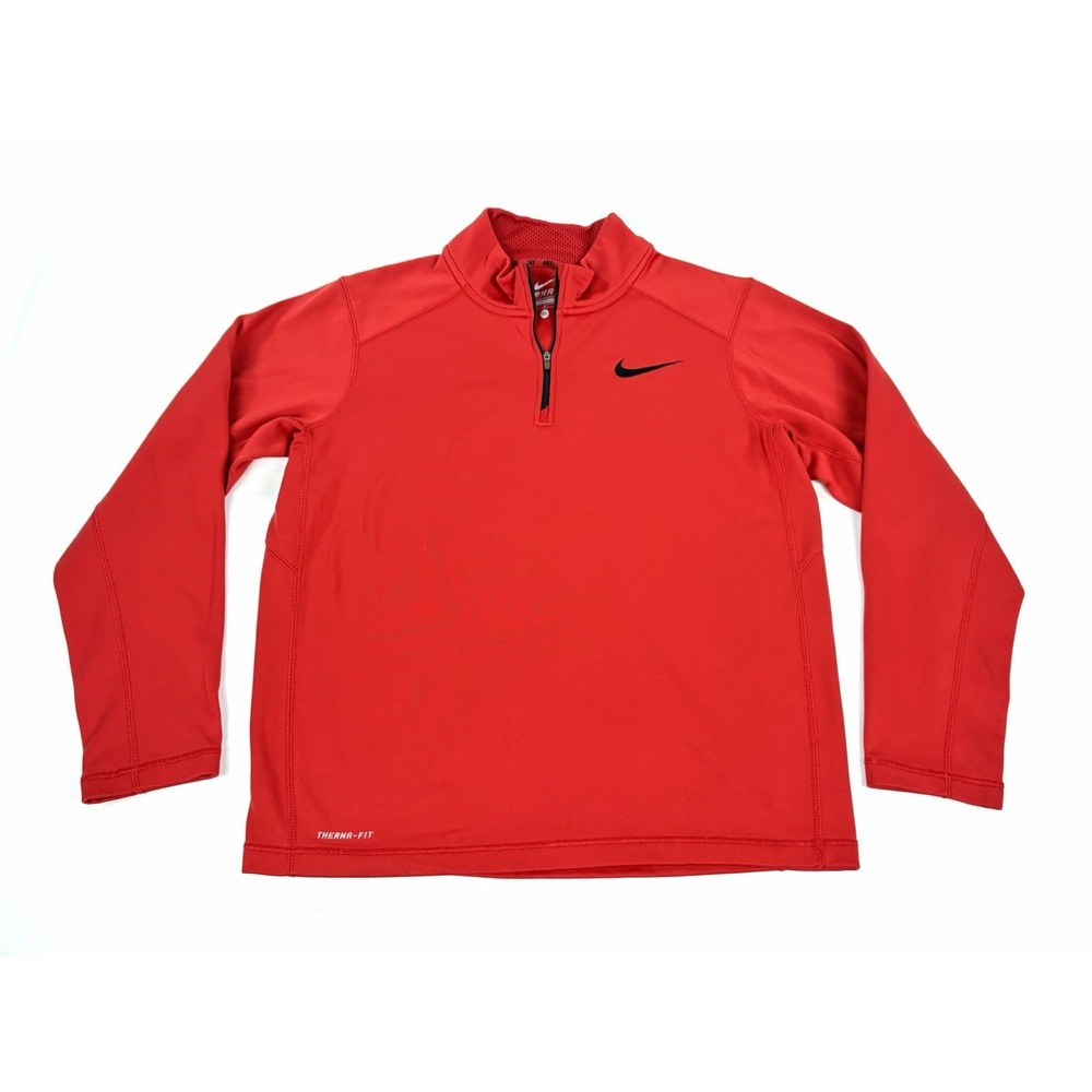 Nike Therma-Fit 1/4 Zip Pullover Jacket Red Men's M Athletic Fleece Sweatshirt